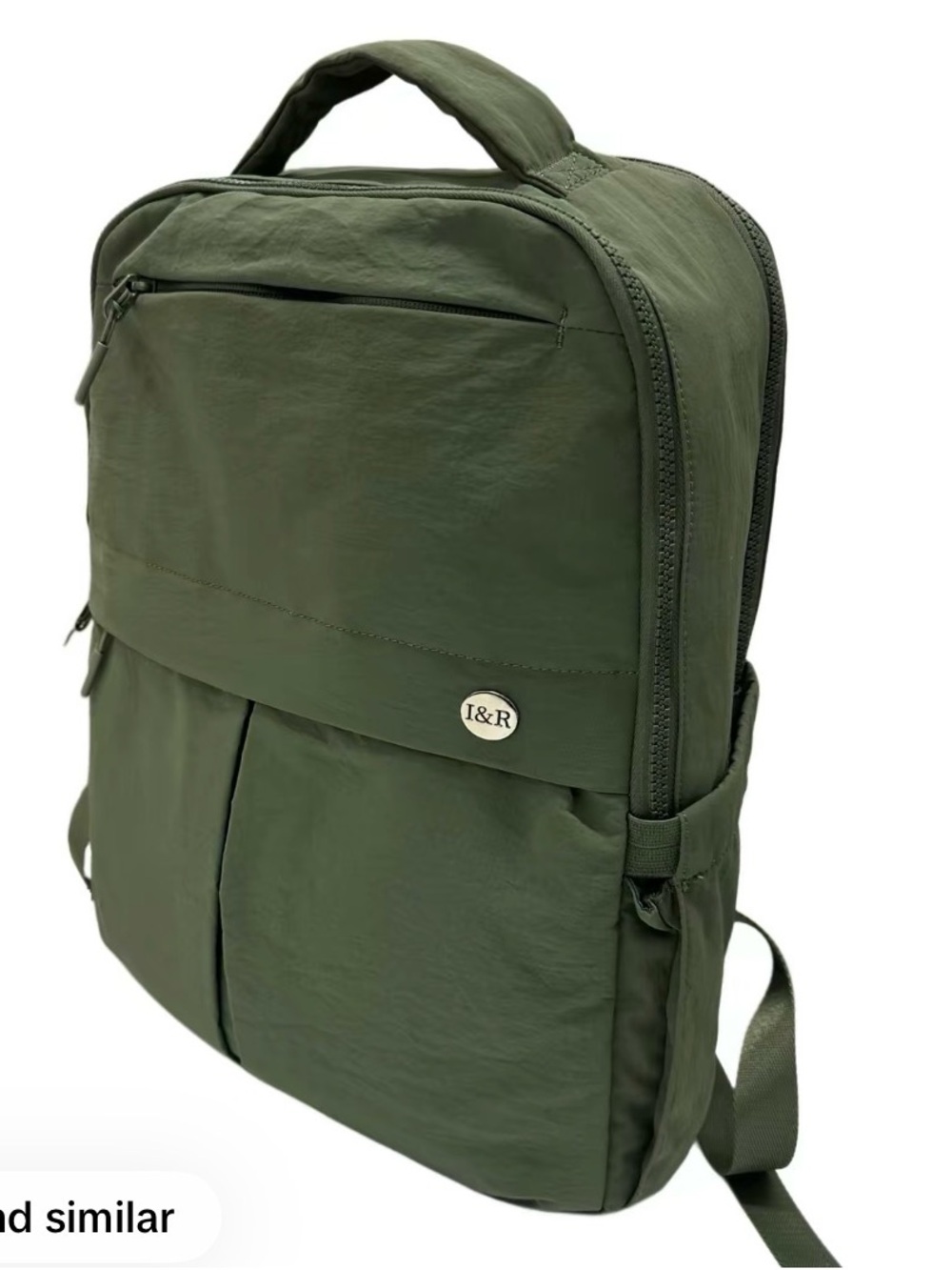 Iris & Rainbow Olive Full-Sized Backpack with Adjustable Straps